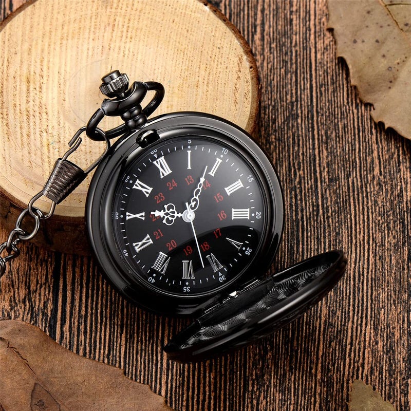 MJSCPHBJK Vintage Pocket Watch for Men Roman Numerals Scale Quartz Pocket Watches with Chain for Xmas Fathers Day Gift - Image 3